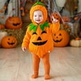 thumbnail image 1 of FASHOFT Halloween Cute Sleeveless Hooded Zip Up Pumpkin Romper 3-24M One Piece Bodysuit Soft Casual Holiday Wear Baby Halloween Clothes Orange 6-9 Months, 1 of 9