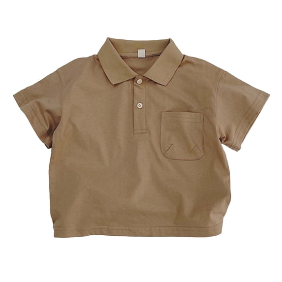 FASHOFT Newborn Infant Baby Boys Short Sleeve Polo Shirts Solid Color Gentleman Collared Casual For Baby Daily Wear Baby Tees Khaki 5-6 Years