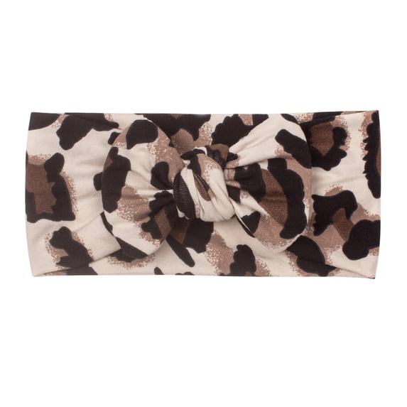 FASHOFT Newborn Infant Baby Girls Leopard Print Headbands Wide Band Seamless Bow Ins Style For Baby Daily Wear Baby Gear D One Size