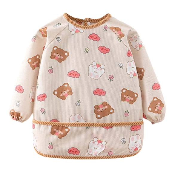 FASHOFT Newborn Infant Toddler Boys And Girls Baby Waterproof Smock Anti Dirty Bibs For Eating For Baby Daily Wear Baby Gear Brown 2-3 Years