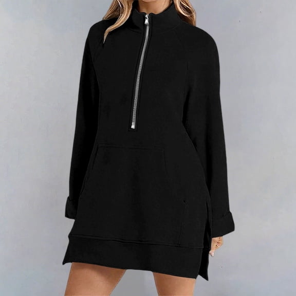 FASHOFT Oversized Hoodies for Women Neck Half Zip Womens Sweatshirt Fall Pullover 2026 Fashion Y2k Clothes Black S