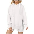 thumbnail image 1 of FASHOFT Oversized Hoodies for Women Side Slit Long Sleeve Solid Sweatshirts Lightweight Tunic Pullover Spring Fall Trendy Tops White S, 1 of 3