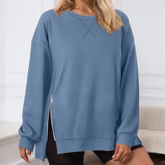 FASHOFT Oversized Sweatshirt for Women Casual Long Sleeve Comfy Drawstring Side Slit Pullover Hoodie with Pocket BU1 XXL