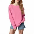 thumbnail image 1 of FASHOFT Oversized Sweatshirt for Women Casual Long Sleeve Crewneck Hoodie Solid Pullover Lightweight Loose Basic Tops with Pocket Pink L, 1 of 4