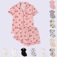 thumbnail image 1 of FASHOFT Pajamas For Women Set 2 Piece Summer Pajama Sets Cute Pjs Lounge Matching Button Shirt with Shorts Sleepwear Pink S, 1 of 4