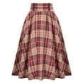 thumbnail image 1 of FASHOFT Plaid Skirts for Women Elastic Waist A-Line Pleated Long Skirts Spring Fall High Waisted Plaid Skirt Brick Red XL, 1 of 6