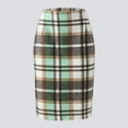 thumbnail image 1 of FASHOFT Plaid Skirts for Women High Waisted Elegant Knee Length Pencil Wool Tweed Skirt Casual Fall Winter Vintage Bodycon Mini Skirt Green L, 1 of 7