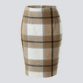 thumbnail image 1 of FASHOFT Plaid Skirts for Women High Waisted Elegant Knee Length Pencil Wool Tweed Skirt Casual Fall Winter Vintage Bodycon Mini Skirt Khaki XXL, 1 of 8
