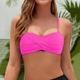 thumbnail image 1 of FASHOFT Push Up Bikini Tops for Women Spaghetti Strap Twist Front Bandeau Swimsuit Bikini Top Summer Beach Bathing Suit Hot Pink XL, 1 of 6