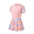 thumbnail image 1 of FASHOFT Rash Guard for Girls One Piece Swimsuit Water Sport Swimsuits UPF 50+ Sun Protection Swim Suit Half Zip Floral Print Bathing Suits Pink 8-9 Years, 1 of 4