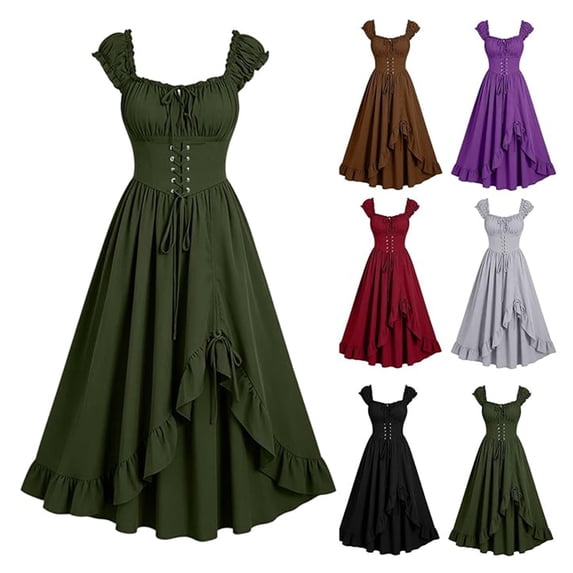 FASHOFT Renaissance Dress for Women Victorian Dresses Peasant Gothic Fairy Wedding Under Dress Halloween S