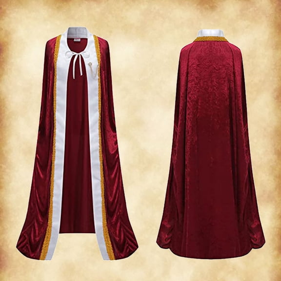 FASHOFT Royal King Queen Prince Halloween Costumes Velvet Cape Cloak Cosplay Outfit Medieval Theme Party Stage Performance Regal Fancy Dress Up Halloween Costume S