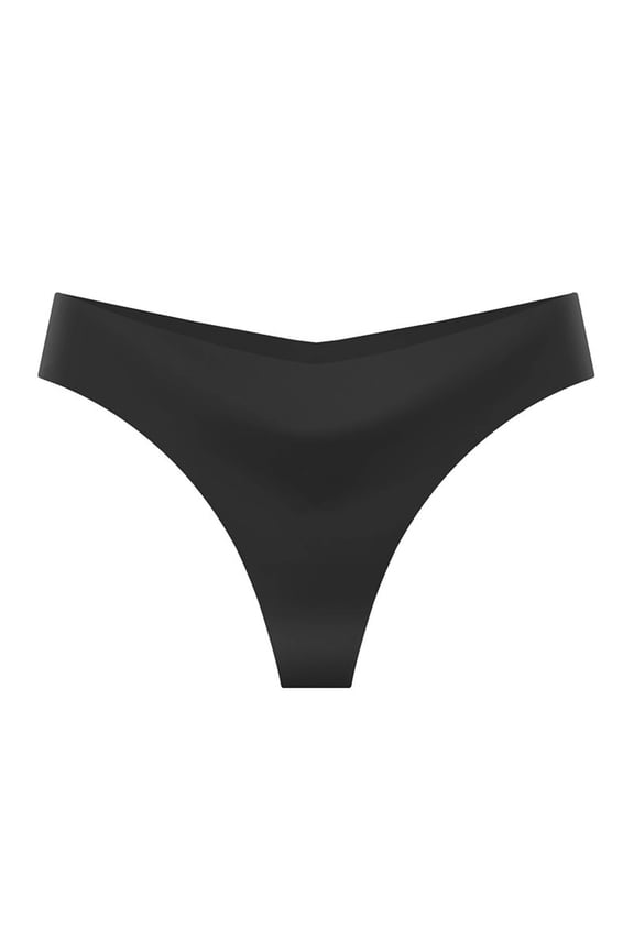 Seamless Women Underwear Thongs No Show Workout Thong Invisible Breathable Comfortable No Seam Soft Low Rise Cut Athletic Undies for Sports Gym Running Exercise Work Black XL