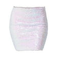 thumbnail image 1 of FASHOFT Sequin Mini Skirt For Women Sequined Bodycon Skirt Short Half Skirt For Stage Performance Party Festival Gathering Glitter Outfit Womens Skirts White, 1 of 5