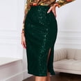 thumbnail image 1 of FASHOFT Sequin Skirt For Women Solid Color Sequined Skirt High Waist Slim Lifting Hip Design Casual Fitted Half Skirt For Daily Street Wear Women's Skirts Green, 1 of 4