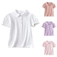 thumbnail image 1 of FASHOFT Shirts For Girls Solid White Cotton Polo Shirt Short Sleeve Quick Dry Fabric School Stage Performance Casual Unisex Kids Daily Tops Girls Casual Tops PK1 4-5 Years, 1 of 4