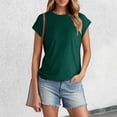 thumbnail image 1 of FASHOFT Short Cap Sleeve Shirts for Women Soft Basic Round Neck T-Shirt Spring Summer Casual Tees Green L, 1 of 5