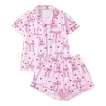 thumbnail image 1 of FASHOFT Silk Valentines Pajamas for Women Set Satin Love Hearts Graphic Button Up Short Sleeve Sleepwear 2 Piece Pj Shorts Sets Soft Loungewear White XL, 1 of 9
