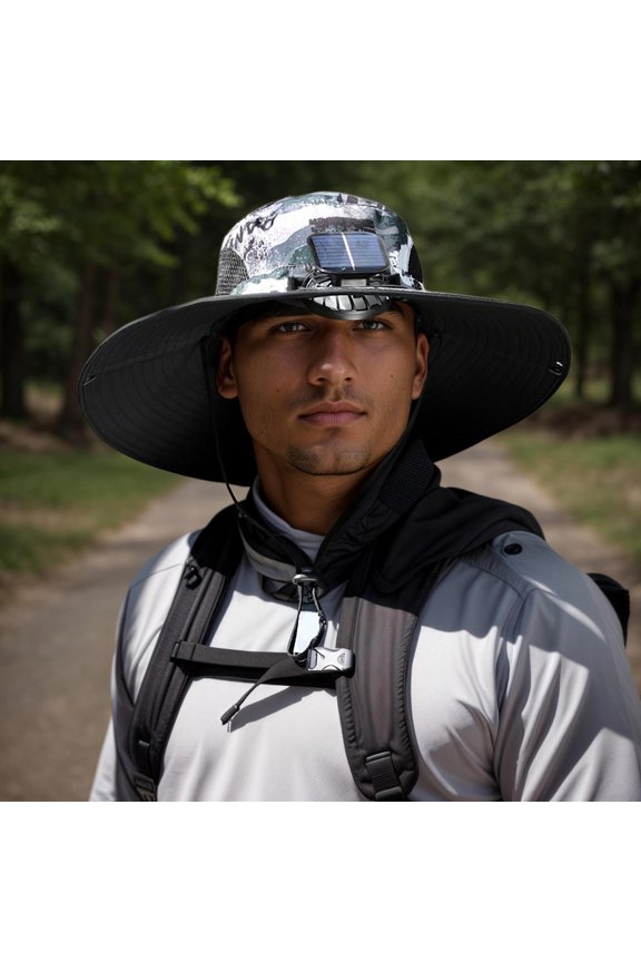 Solar Fan Hats for Women Men Detachable Multi-Use Mini Solar Fan for Outdoor Fishing Trip Sun Hat with Fan Coffee