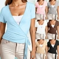 thumbnail image 1 of FASHOFT Spring Summer T Shirts for Women Thin Slim Fit V Neck Short Sleeve Sport Cover Up Running Yoga Shirt Beige L, 1 of 5