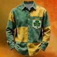 thumbnail image 1 of FASHOFT St Patricks Day Shirt Men Long Sleeve Button Down Shirts Shamrock Clover Graphic Plaid T-Shirts Green XXL, 1 of 3
