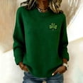 thumbnail image 1 of FASHOFT St Patricks Day Sweaters for Women Shamrock Irish Graphic Sweatshirts Loose Fit Crew Neck Long Sleeve Pullover Holiday Knitted Tops Dark Green XXL, 1 of 4