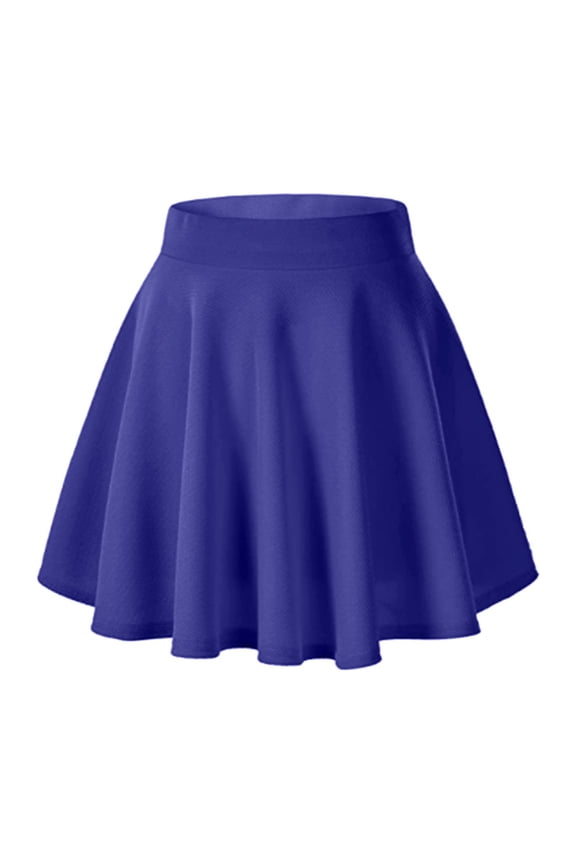 Stretch Flare Mini Skirt For Women Basic Skate Elastic For Daily Leisure Street And Outdoor Wear Short Skirt Blue