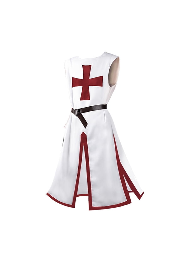 Templar Knight Halloween for Men Cinched Waist Jacket Split Cross Top Cosplay Outfit Renaissance Party Stage Performance Fancy Dress Up Halloween D M
