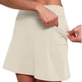 thumbnail image 1 of FASHOFT Tennis Skirt For Women Solid Color Elastic Double Layer Skort With Outer Pockets Relaxed Fit For Fitness And Casual Sports Wear Womens Athletic Skirts Beige, 1 of 6