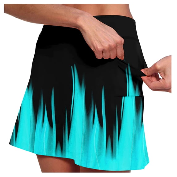 FASHOFT Tennis Skirts For Women Trendy Printed Double Layer Skort With Pockets Elastic Waist For Fitness And Leisure Wear Womens Athletic Skirt Black
