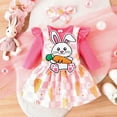 thumbnail image 1 of FASHOFT Toddler Baby Girl Easter Outfit Ruffle Long Sleeve Romper Rabbit Prints Skirts with Headbands 3 Piece Spring Outfits Hot Pink 3-6 Months, 1 of 9