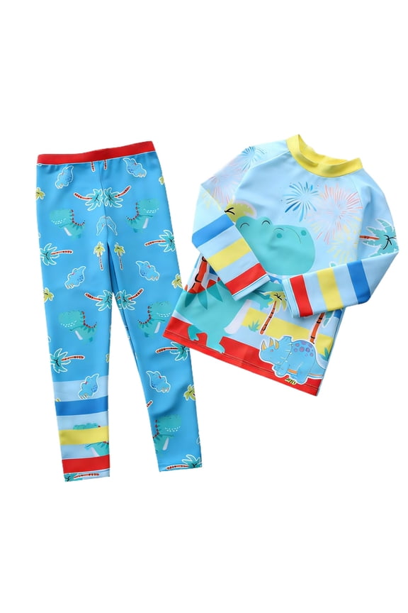 Toddler Boys Long Sleeve Long Pants Swimsuits Sun Protection Warm For Diving Surfing Beach Wear Boys Swim Suits Blue 6-7 Years