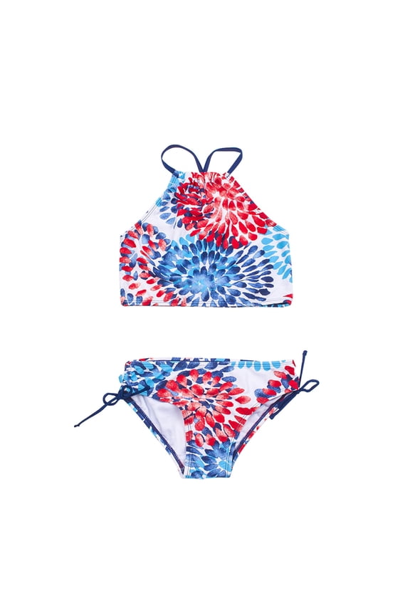 Toddler Girls Water Drop Print Two Piece Bikini Quick Dry For Beach Pool And Swimming Wear Girls Swim Suits A 120/7-8