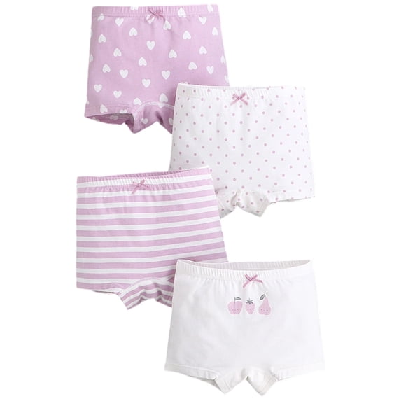 FASHOFT Toddler Little Baby Girls Pure Cotton Boxers Cartoon Print Antibacterial For Kids Daily Wear Girls Panties Purple 13-14 Years