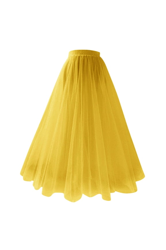 Tutu Skirts For Women Mid Length Pleated Tulle Skirt Plus Size Extra Large Swing A Line High Waist Slim Fit Flowy Half Skirt Womens Skirts Gold