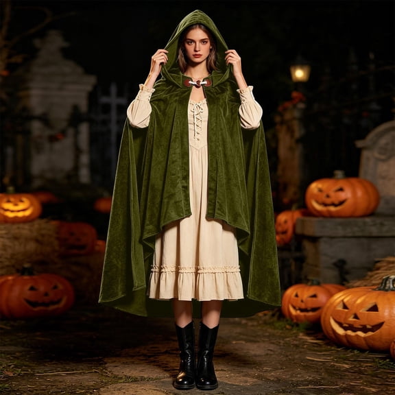 FASHOFT Unisex Solid Color Halloween Costumes Cape Cloak Cosplay Outfit Holiday Party Stage Performance Fancy Dress Up Halloween Costume S