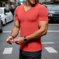 thumbnail image 1 of FASHOFT V Neck Bamboo Shirts for Men Ultra Soft Viscose Cotton T-Shirt Moisture Wicking Short Sleeve Casual Summer Tee Tops Red L, 1 of 9