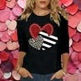 thumbnail image 1 of FASHOFT Valentinas Day Shirts for Women Crewneck 3/4 Sleeve T-Shirts Spring Love Heart Graphic Tee Tops Valentines Day Gifts for Her Black L, 1 of 4