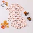 thumbnail image 1 of FASHOFT Valentine's Day Pajamas for Women Set Button Up Pjs Short Sleeve Bow Graphic Ruffle Sleepwear Notch Collar Bride Soft Pj Lounge Sets Beige L, 1 of 9