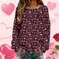thumbnail image 1 of FASHOFT Valentine's Day Sweatshirt for Women Funny Love Heart Shirts Casual Valentine Pullover Long Sleeve Tops Black L, 1 of 5