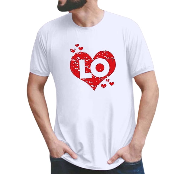 FASHOFT Valentines Couples Matching Shirts for Men Couple Love Heart Graphic Tee Tops Valentine's Day T-Shirt White M