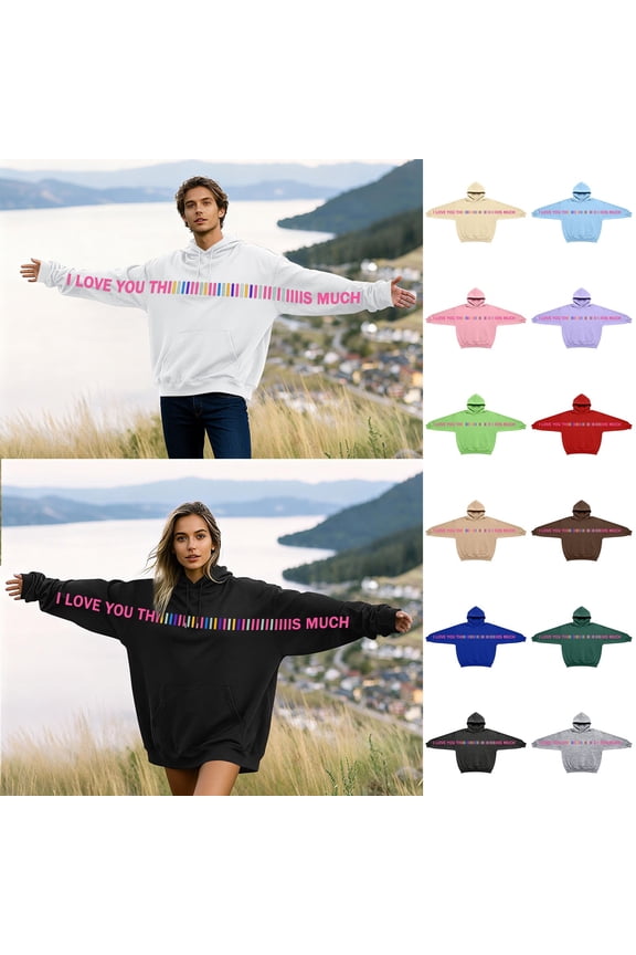 Valentines Day Sweatshirts for Women Couple Matching Oversized Graphic Hoodies Valentine's day Pullover Cute Holiday Tops Black M