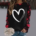thumbnail image 1 of FASHOFT Valentines Shirts for Women Cute Love Heart Graphic Shirts Heart Print Long Sleeve Tops Crewneck Pullover Sweatshirt Black L, 1 of 4