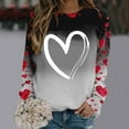 thumbnail image 1 of FASHOFT Valentines Shirts for Women Cute Love Heart Graphic Shirts Heart Print Long Sleeve Tops Crewneck Pullover Sweatshirt Grey M, 1 of 4