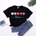 thumbnail image 1 of FASHOFT Valentines Shirts for Womens Summer Tops Funny Love Heart Printed Tees Casual Valentine Gifts Black L, 1 of 3