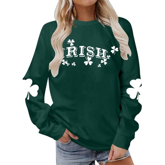 FASHOFT Valentines Sweatshirt for Women Love Heart Graphic Pullover Crewneck Long Sleeve Tops Valentine's Day Sweatshirts Dark Green L
