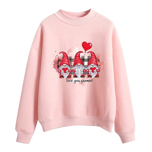 FASHOFT Valentines Sweatshirts for Women Love Heart Graphic Pullover Crewneck Long Sleeve Tops Valentine's Day Sweatshirt Pink L