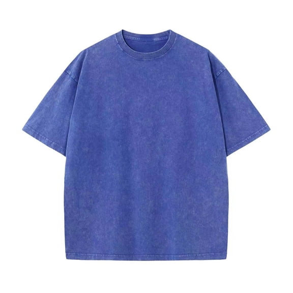 FASHOFT Vintage T Shirts for Women Washed Distressed Tie Dye Cotton Dropped Shoulder Loose Half Sleeve Shirt Blue XXXL