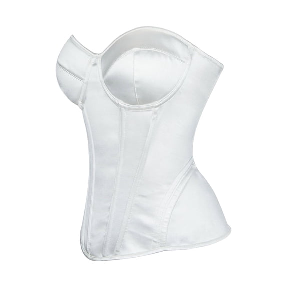 FASHOFT White Corset Tops For Women White Bridal Gown Waist Cinching Bandeau Shaper Elegant Invisible Long Tummy Control Court Bustier Corset Wedding Dresses L