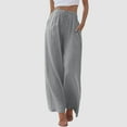 thumbnail image 1 of FASHOFT Wide Leg Linen Pants for Women Palazzo Pants Flowy Straight Leg Summer Beach Trousers with Pockets GY1 XXL, 1 of 5